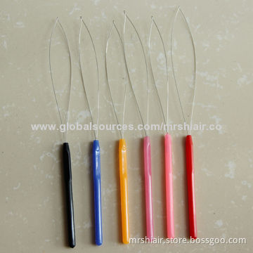 Multicolor plastic handle hook loop threader for micro loop nano ring beads cold fusion hair Extens